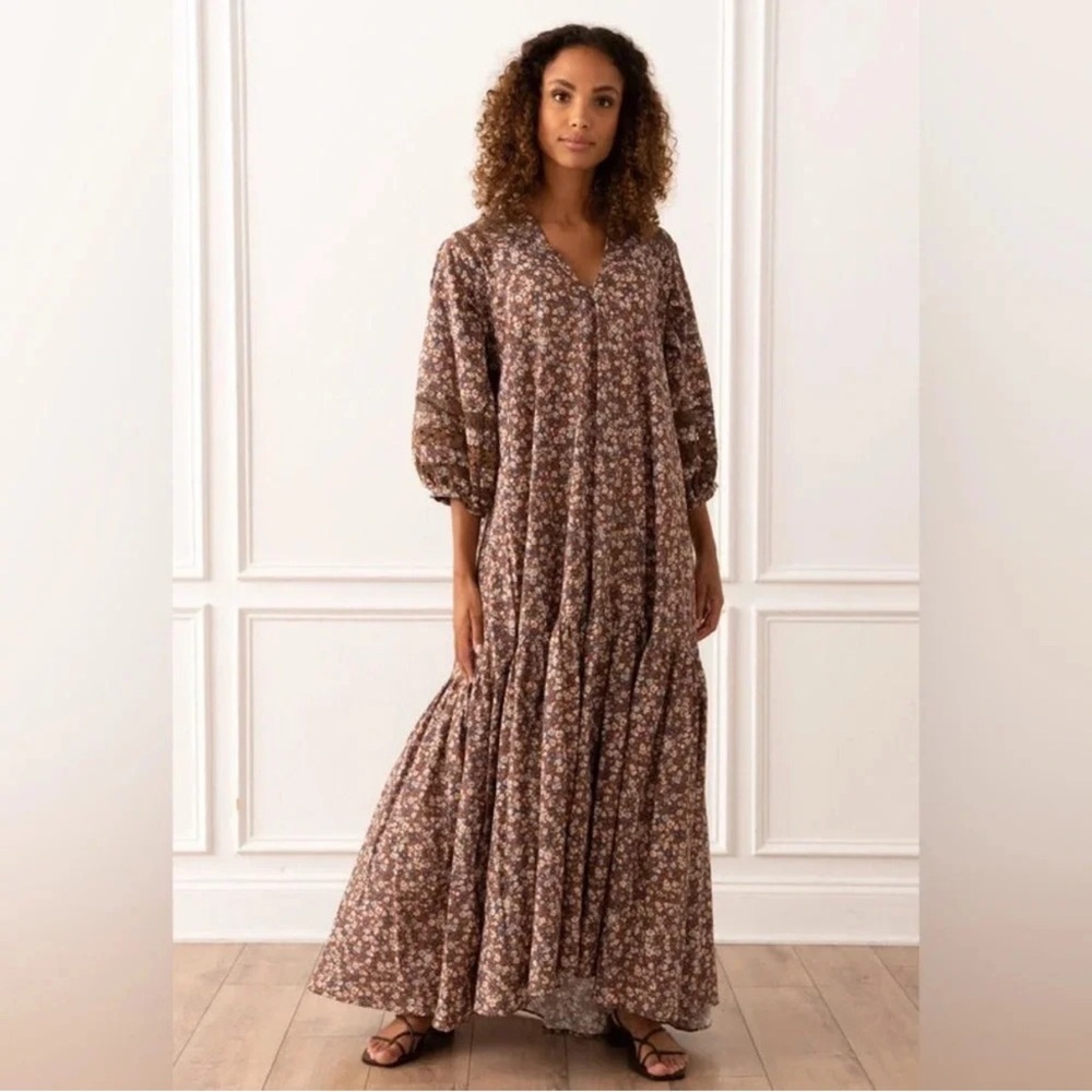 RARE Mi Golondrina Floral Maxi Dress - Brown